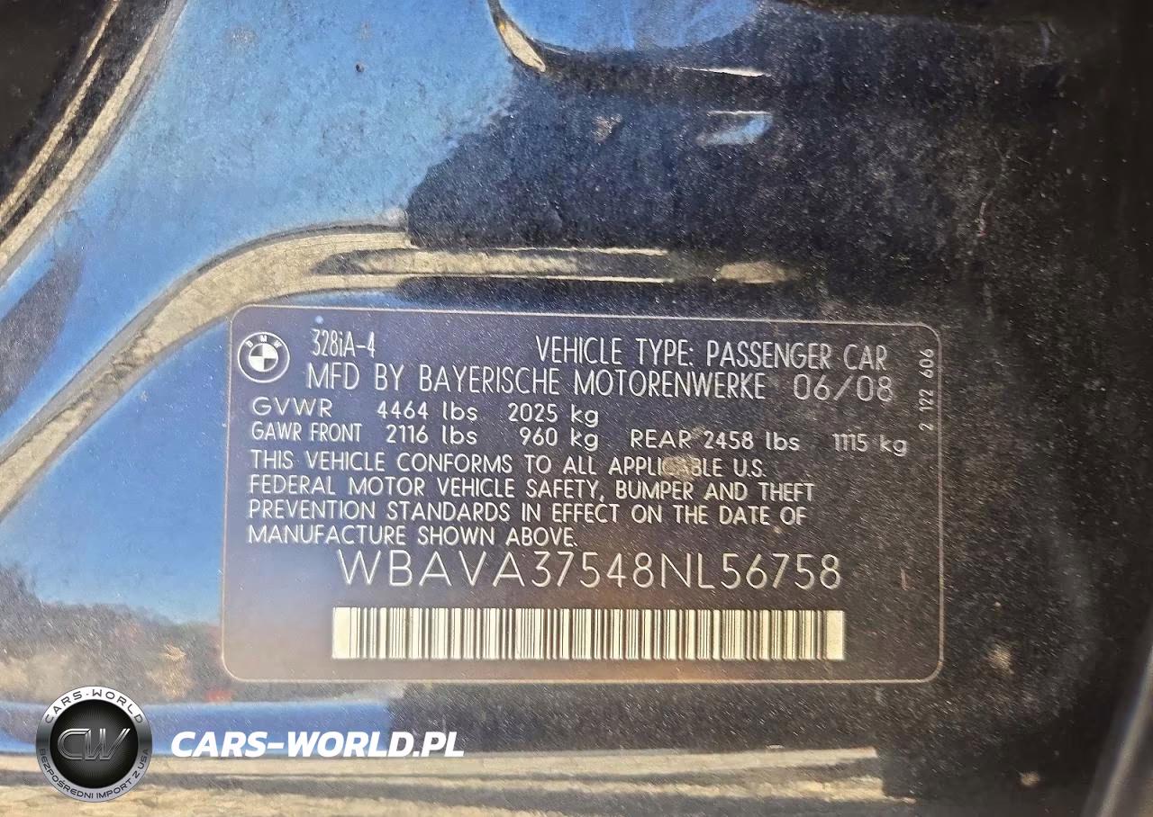 2008 BMW 328 I VIN:WBAVA37548NL56758 - 12