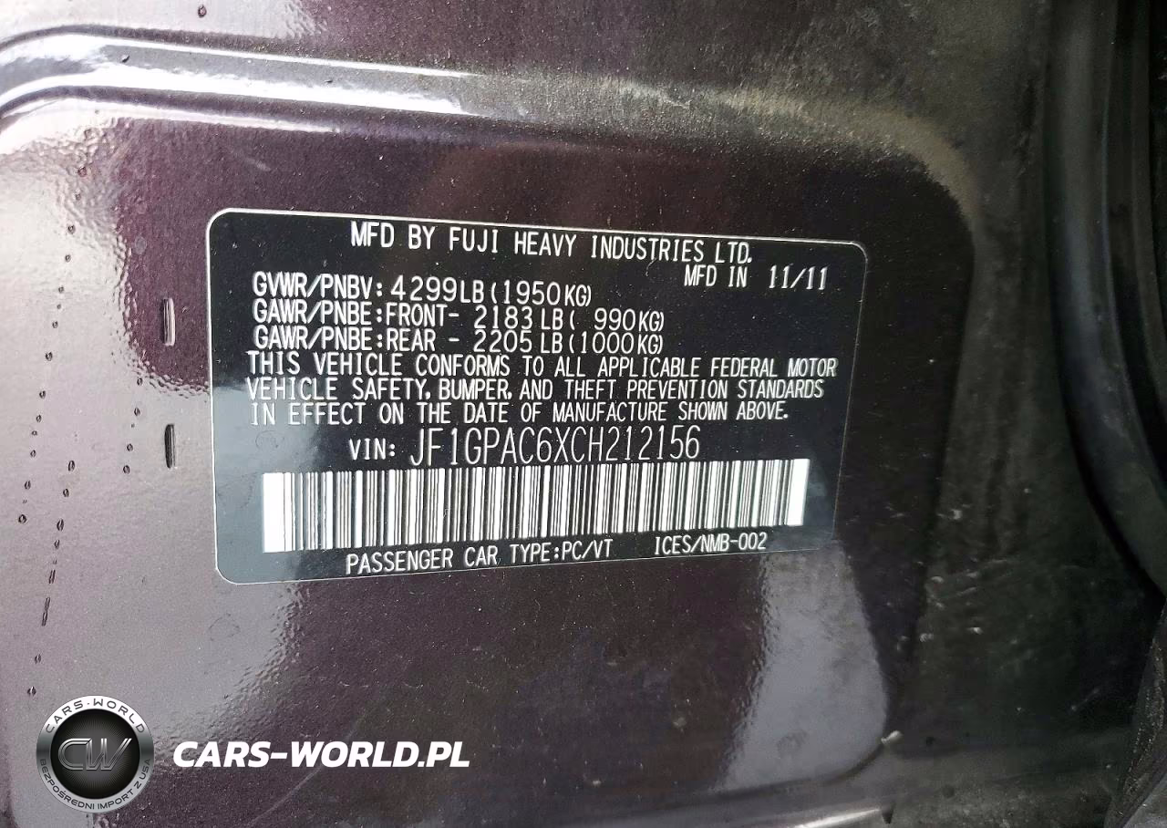 2012 Subaru Impreza Premium VIN:JF1GPAC6XCH212156 - 12