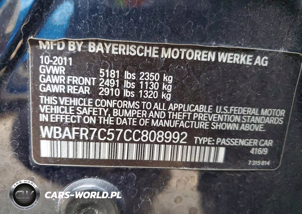 2012 BMW 535 I VIN:WBAFR7C57CC808992 - 13
