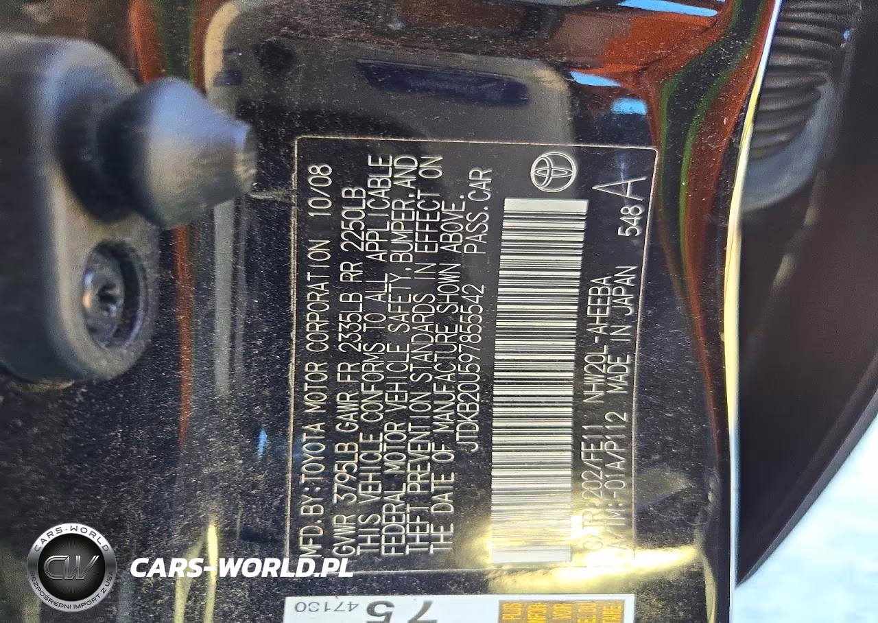 2009 Toyota Prius Base VIN:JTDKB20U597855542 - 12