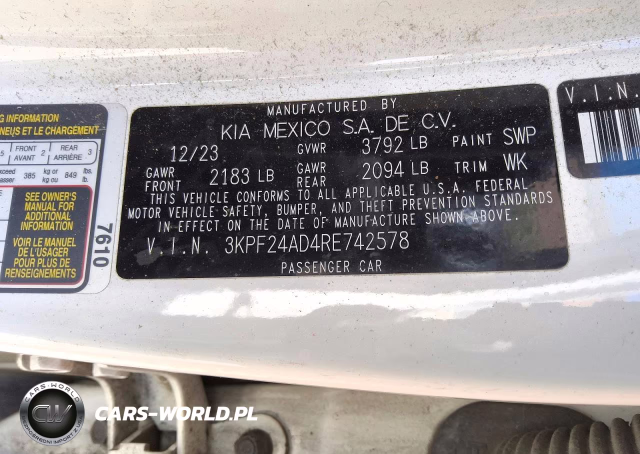 2024 Kia Forte Lxs VIN:3KPF24AD4RE742578 - 12