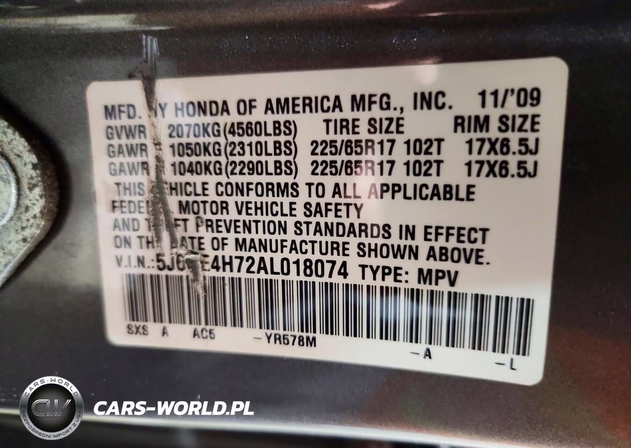 2010 Honda Cr-V Exl VIN:5J6RE4H72AL018074 - 14