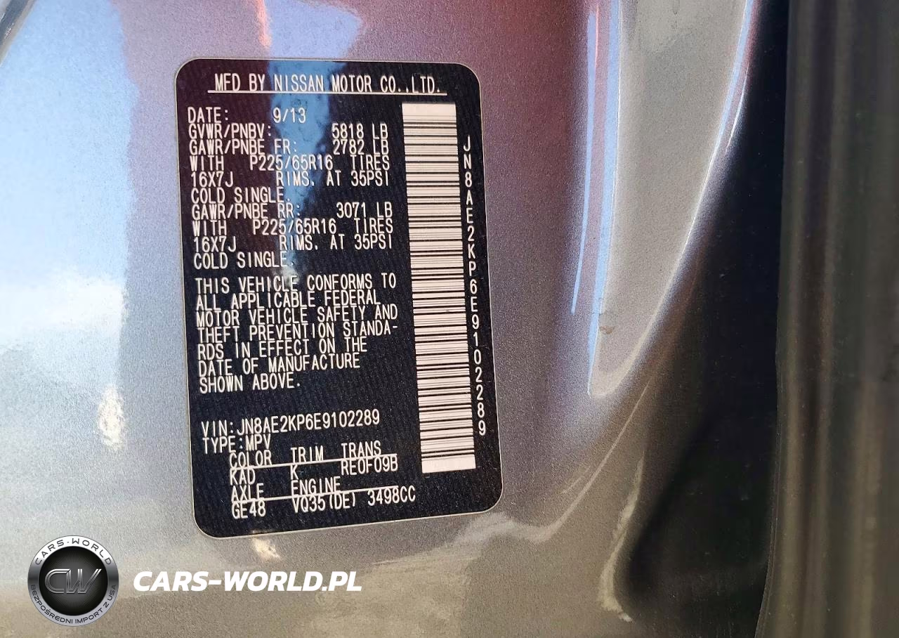 2014 Nissan Quest VIN:JN8AE2KP6E9102289 - 13