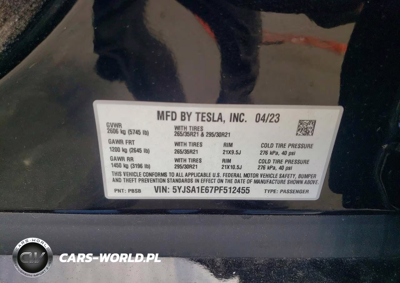 2023 Tesla Model S VIN:5YJSA1E67PF512455 - 13