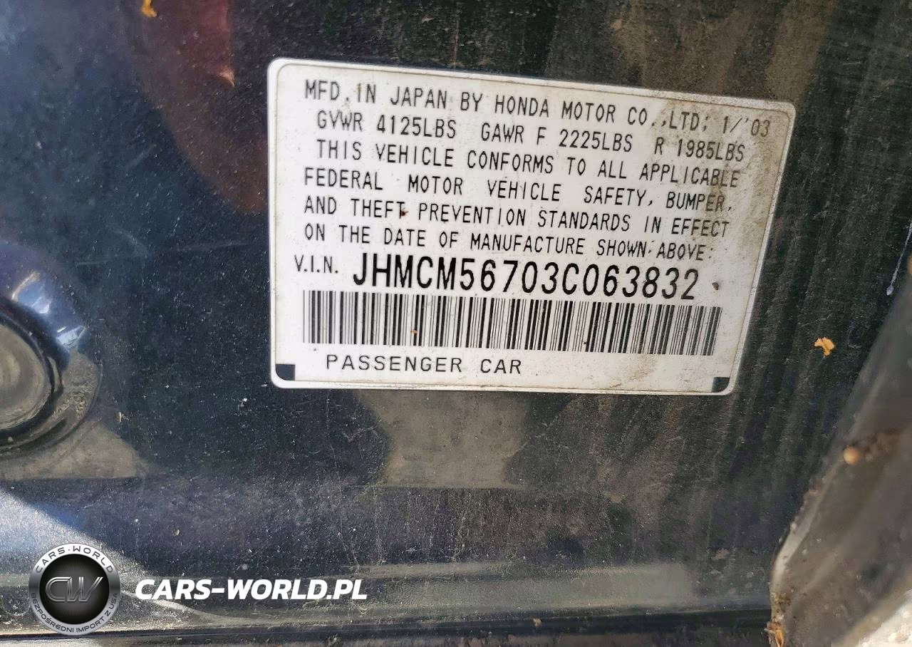 2003 Honda Accord Ex VIN:JHMCM56703C063832 - 12
