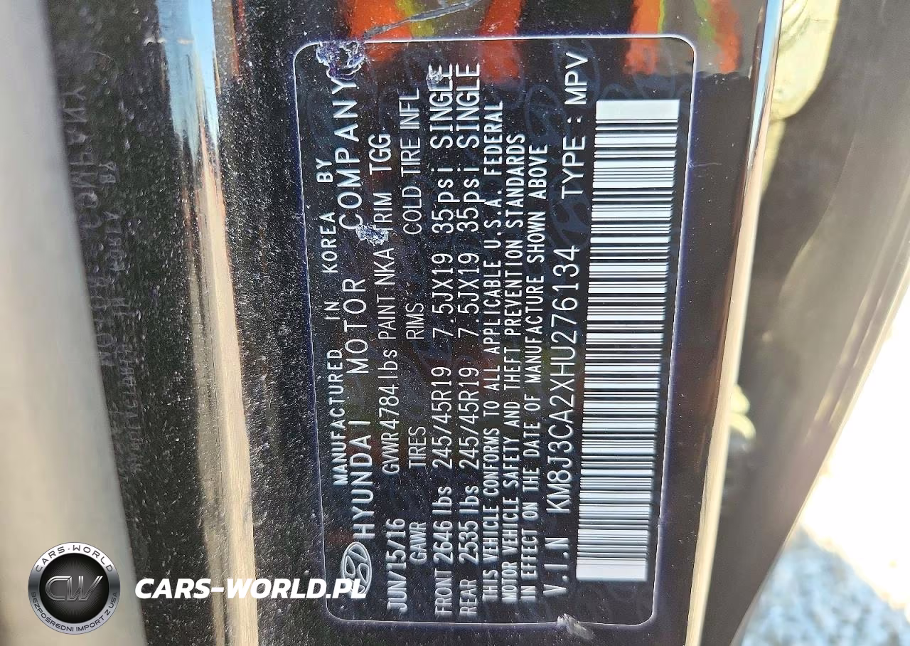 2017 Hyundai Tucson Sport VIN:KM8J3CA2XHU276134 - 13