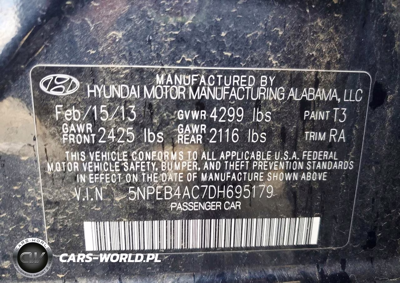 2013 Hyundai Sonata Gls VIN:5NPEB4AC7DH695179 - 13