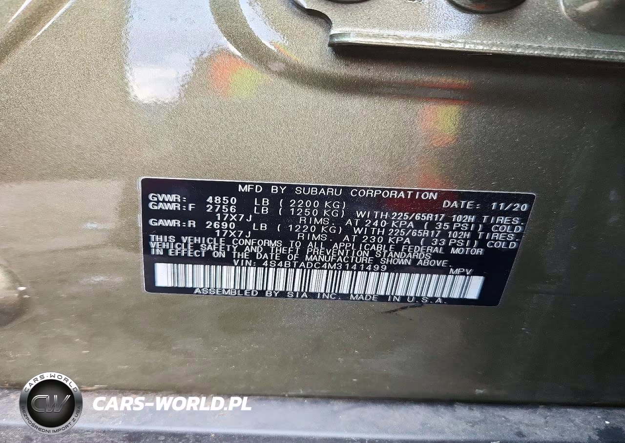 2021 Subaru Outback Premium VIN:4S4BTADC4M3141499 - 13