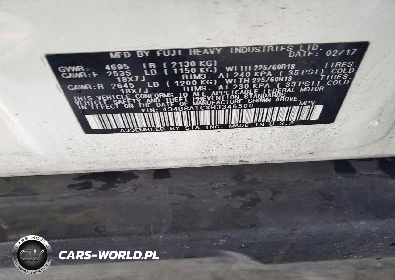 2017 Subaru Outback Touring VIN:4S4BSATCXH3346500 - 13