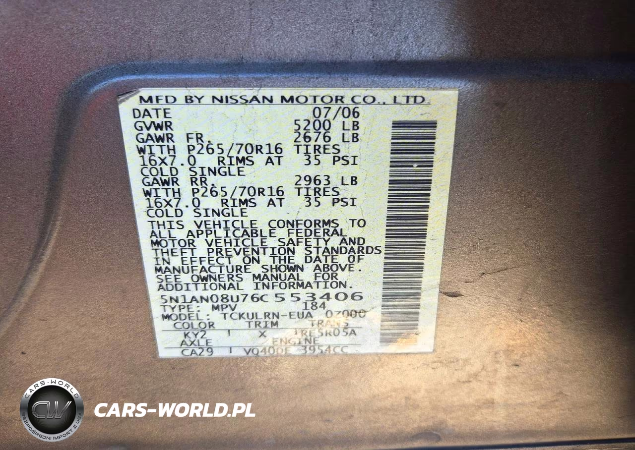 2006 Nissan Xterra X VIN:5N1AN08U76C553406 - 13