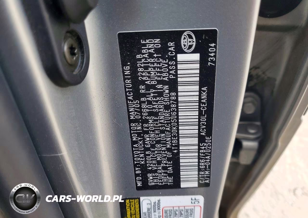 2005 Toyota Camry Le VIN:4T1BE30K05U638788 - 13
