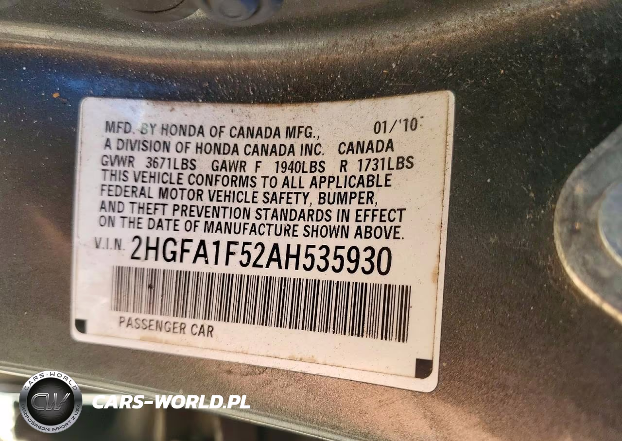 2010 Honda Civic Lx VIN:2HGFA1F52AH535930 - 12