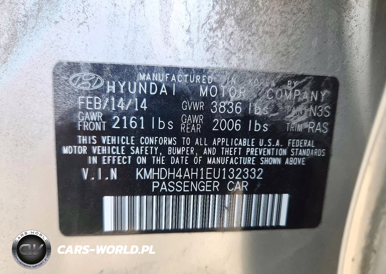 2014 Hyundai Elantra Sport VIN:KMHDH4AH1EU132332 - 12