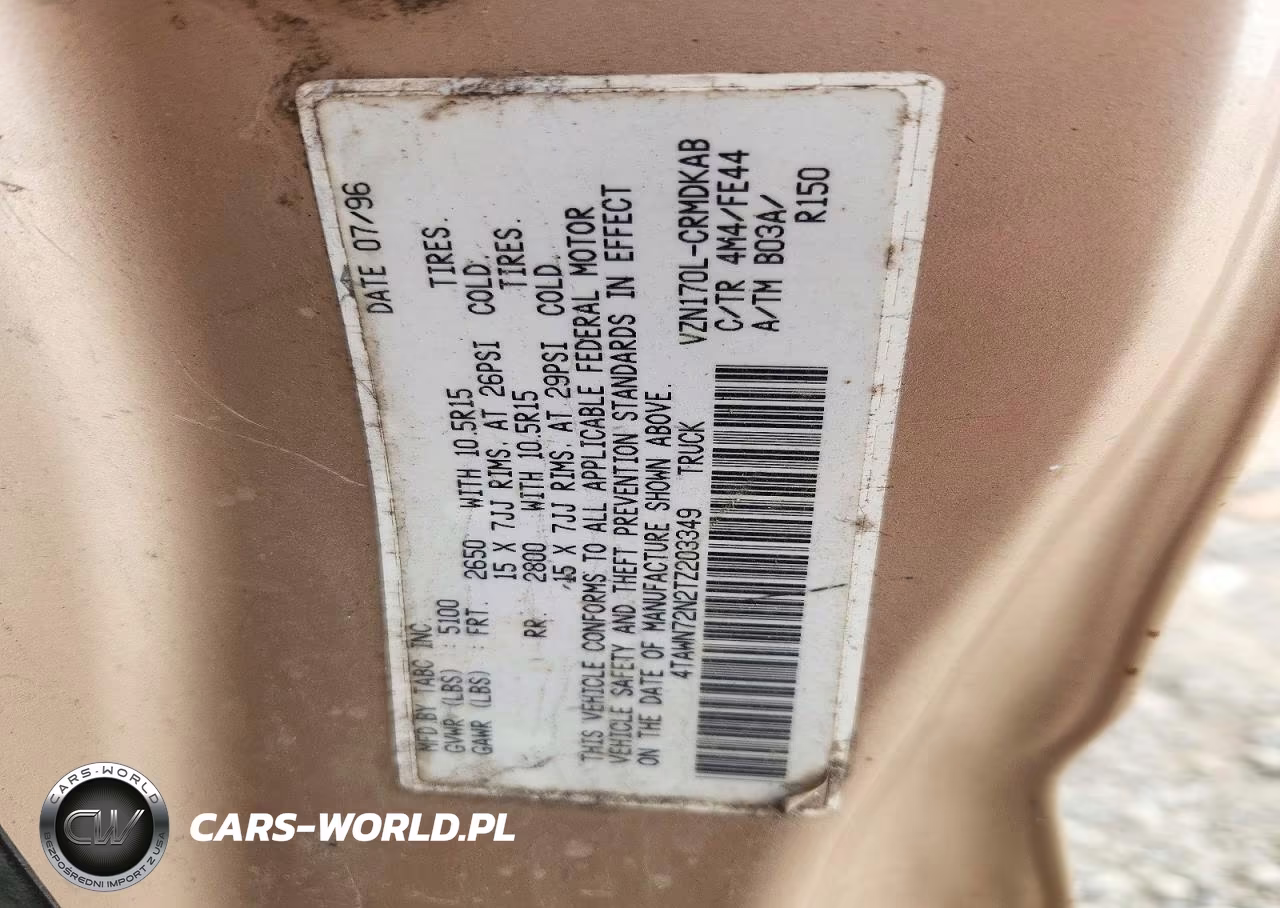 1996 Toyota Tacoma V6 VIN:4TAWN72N2TZ203349 - 12