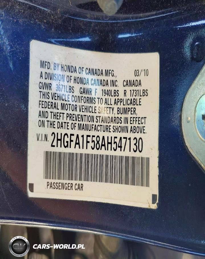 2010 Honda Civic VIN:2HGFA1F58AH547130 - 12