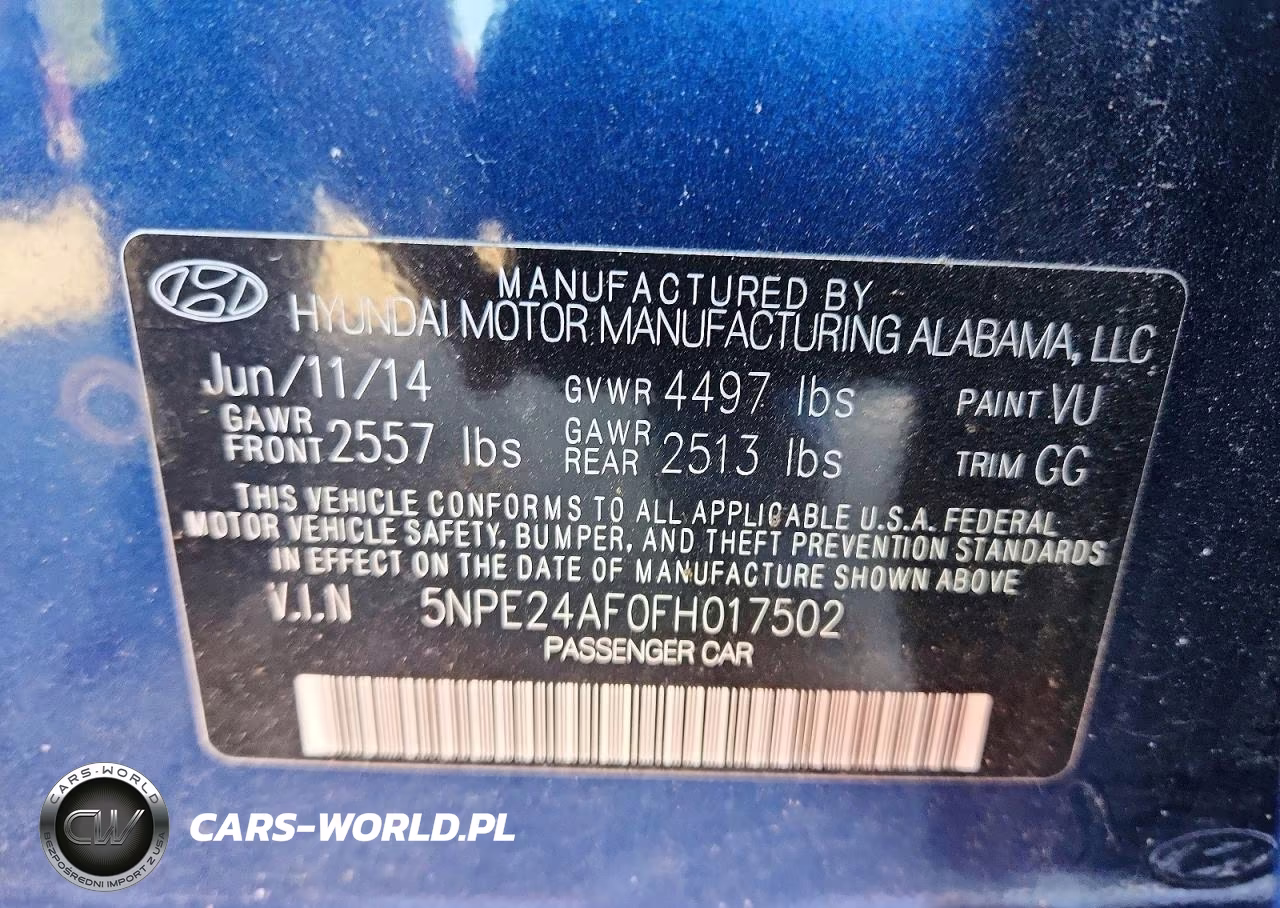 2015 Hyundai Sonata Se VIN:5NPE24AF0FH017502 - 12