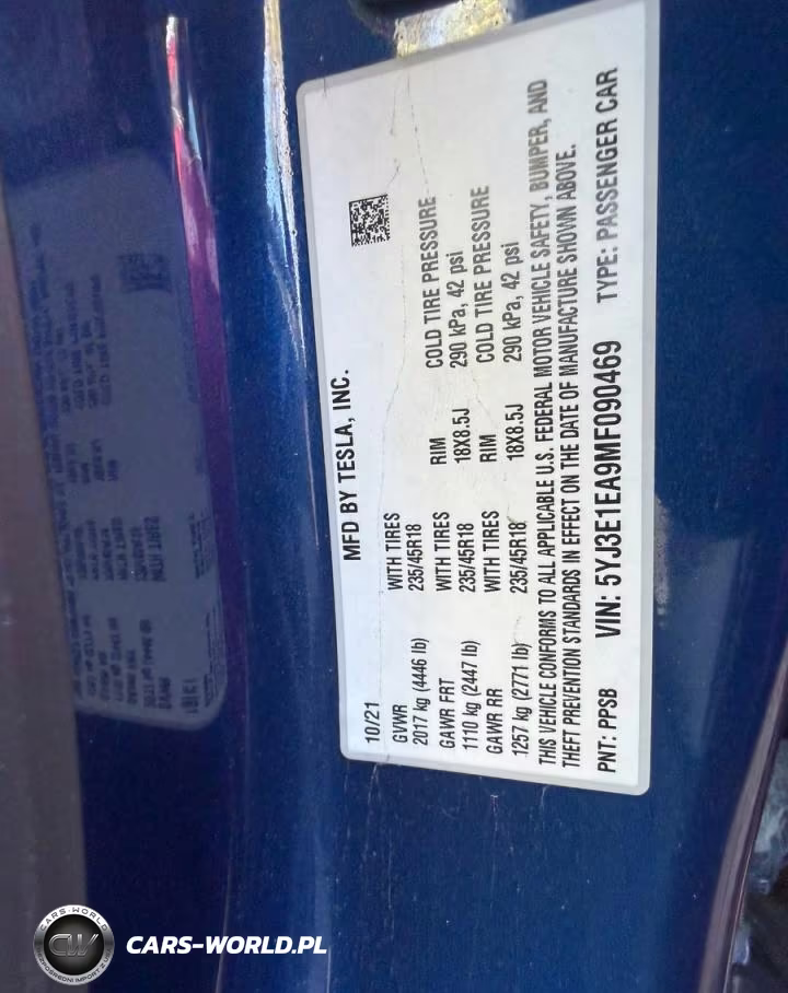2021 Tesla Model 3 VIN:5YJ3E1EA9MF090469 - 10