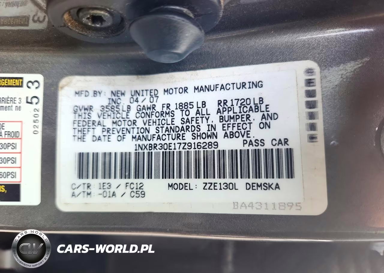 2007 Toyota Corolla S VIN:1NXBR30E17Z916289 - 12