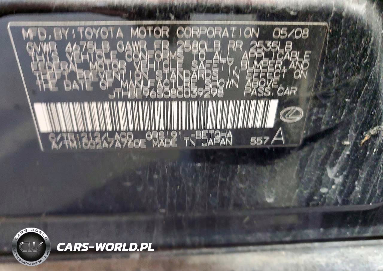 2008 Lexus Gs 350 VIN:JTHBE96S080039298 - 12