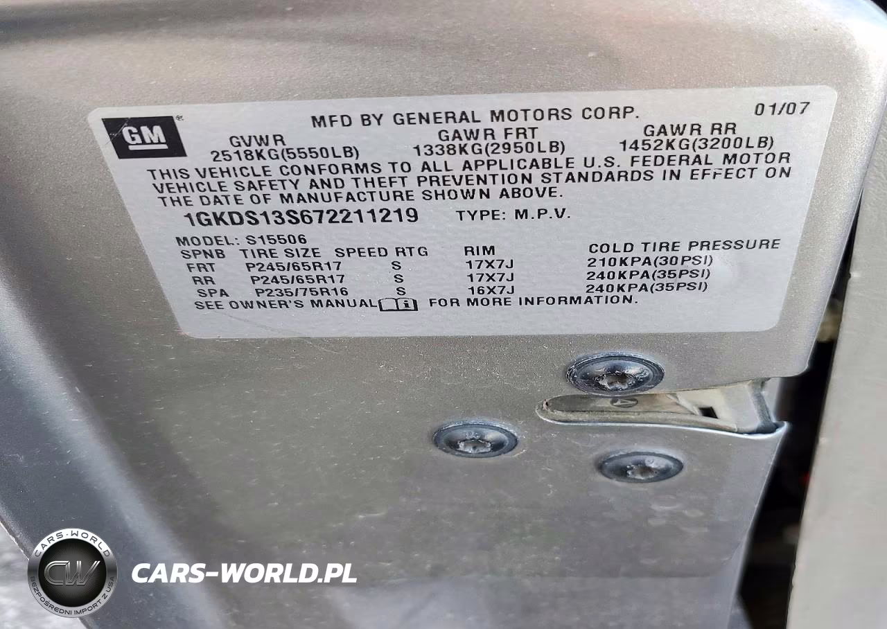 2007 GMC Envoy VIN:1GKDS13S672211219 - 13