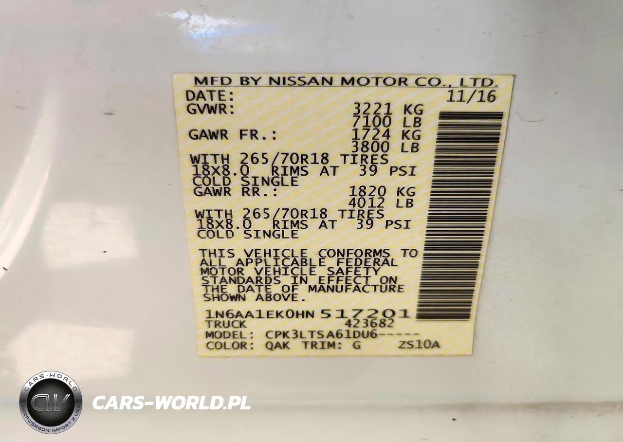 2017 Nissan Titan S VIN:1N6AA1EK0HN517201 - 12