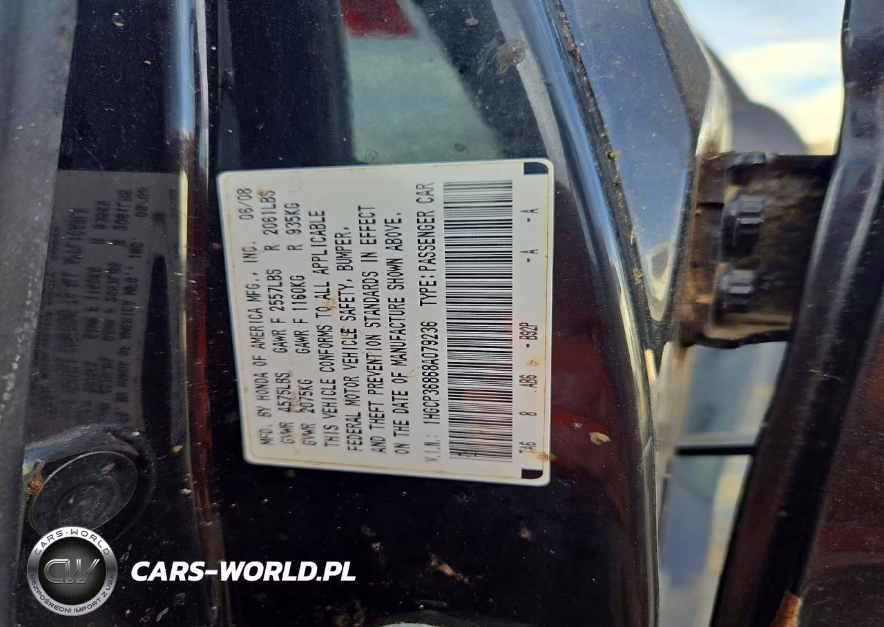 2008 Honda Accord Exl VIN:1HGCP36868A079236 - 12