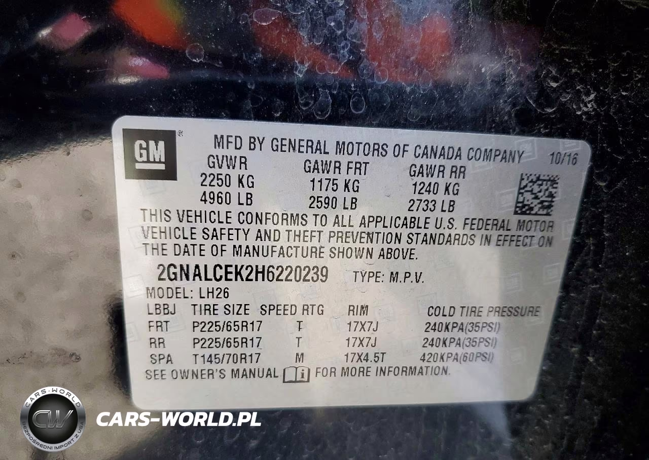 2017 Chevrolet Equinox Lt VIN:2GNALCEK2H6220239 - 12
