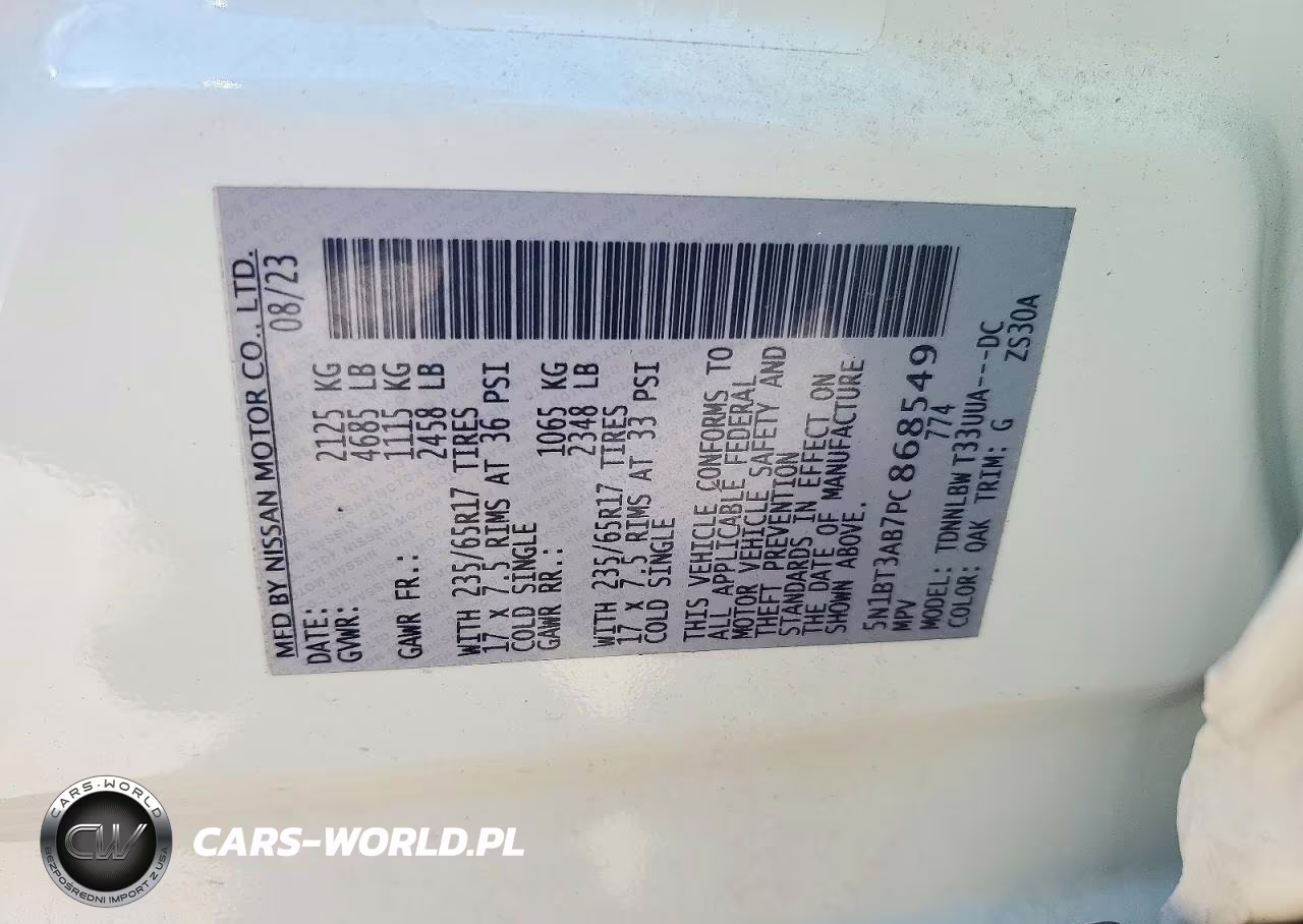 2023 Nissan Rogue S VIN:5N1BT3AB7PC868549 - 14