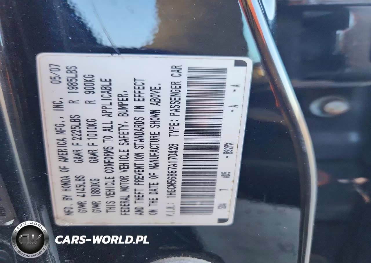 2007 Honda Accord Ex VIN:1HGCM56867A170428 - 12