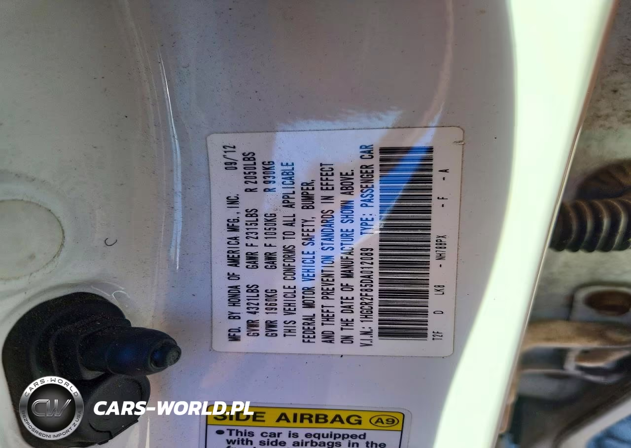 2013 Honda Accord Exl VIN:1HGCR2F85DA012089 - 12