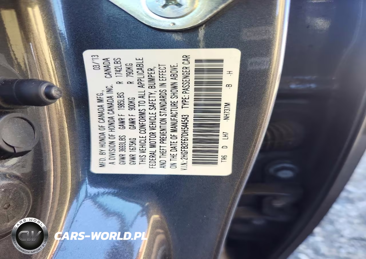 2013 Honda Civic Hf VIN:2HGFB2F67DH544543 - 12