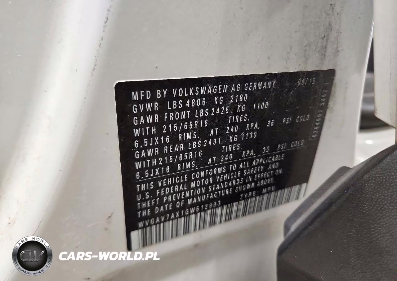 2016 Volkswagen Tiguan S VIN:WVGAV7AX1GW512993 - 13