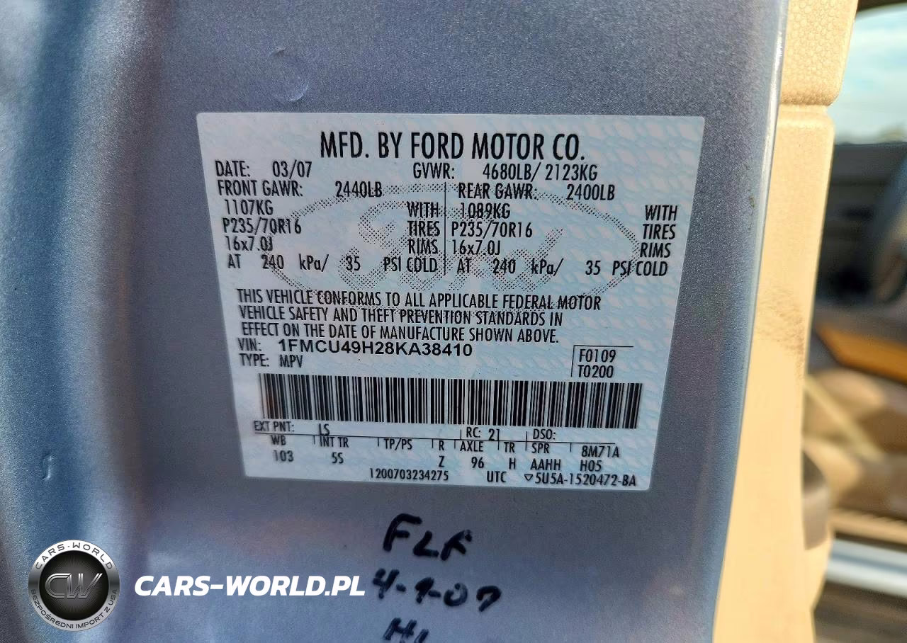 2008 Ford Escape Hev VIN:1FMCU49H28KA38410 - 13
