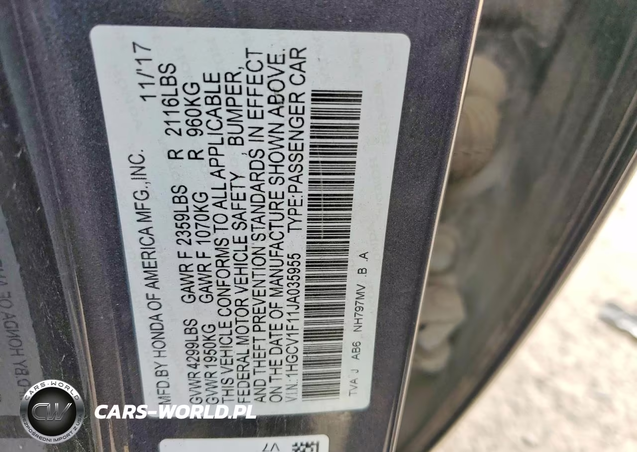 2018 Honda Accord Lx VIN:1HGCV1F11JA035955 - 12
