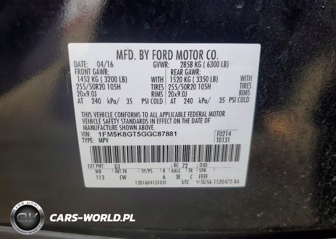 2016 Ford Explorer Sport VIN:1FM5K8GT5GGC87881 - 13