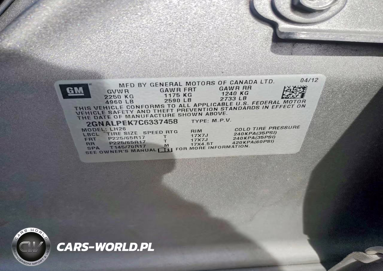 2012 Chevrolet Equinox Lt VIN:2GNALPEK7C6337458 - 13