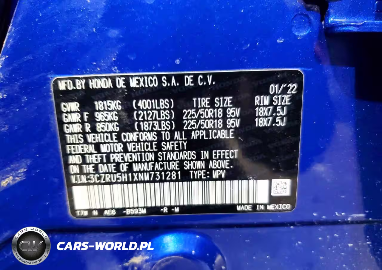 2022 Honda Hr-V Sport VIN:3CZRU5H1XNM731281 - 14