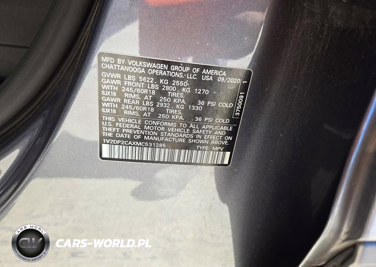 2021 Volkswagen Atlas Se VIN:1V2DP2CAXMC531285 - 12