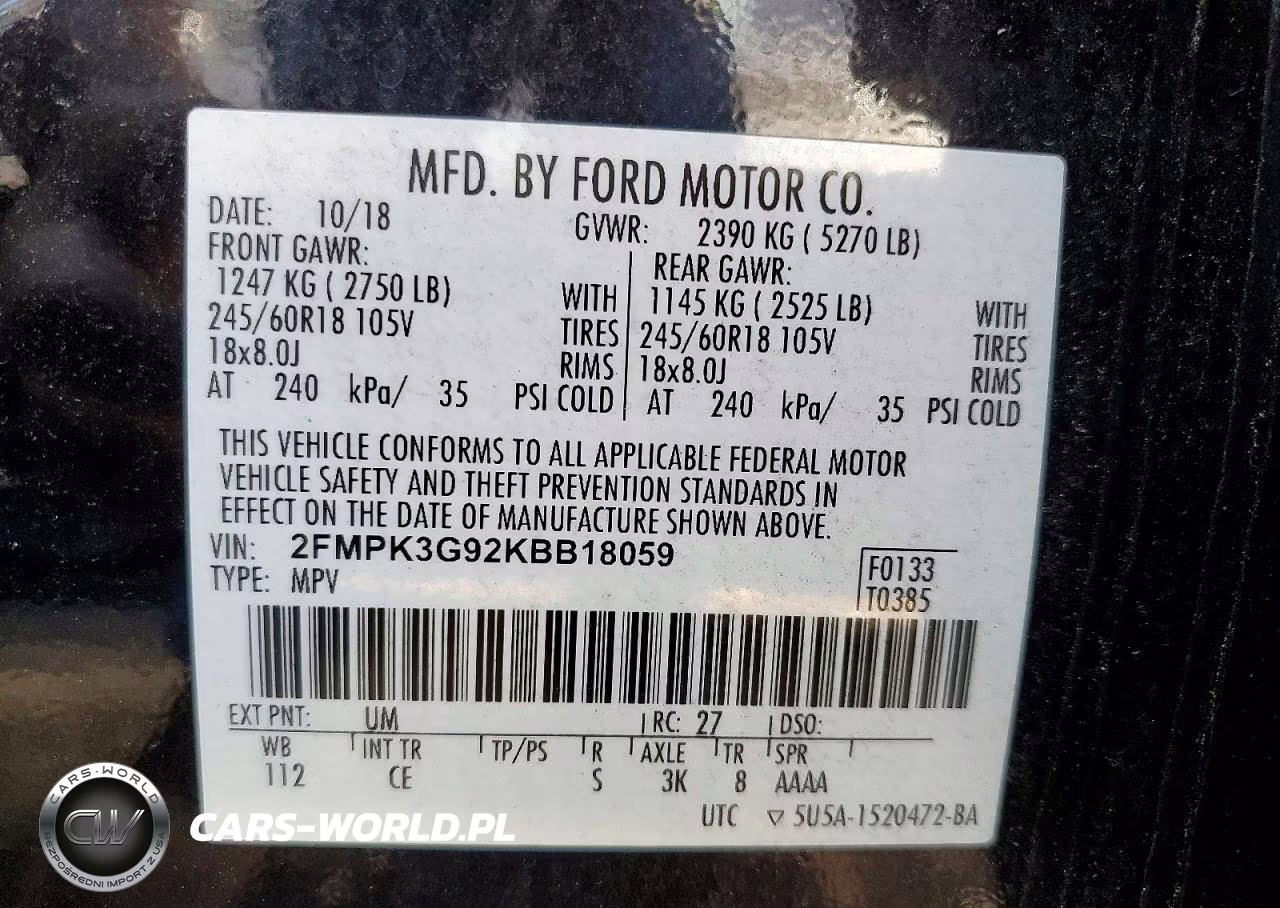 2019 Ford Edge Se VIN:2FMPK3G92KBB18059 - 13