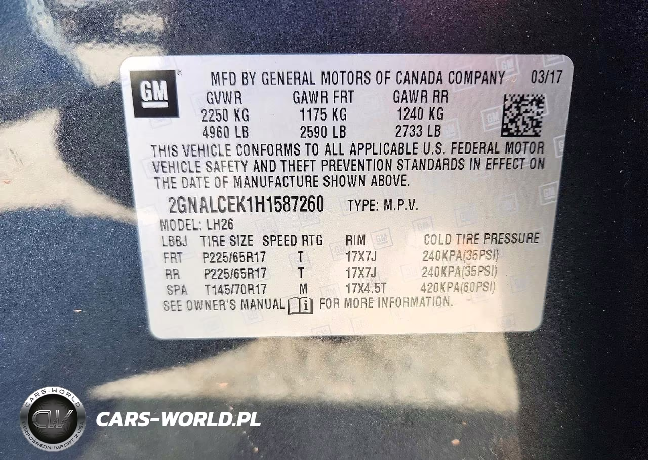 2017 Chevrolet Equinox Lt VIN:2GNALCEK1H1587260 - 13