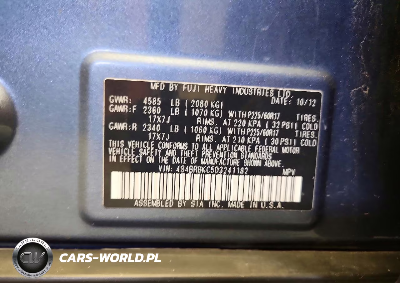 2013 Subaru Outback 2.5I Limited VIN:4S4BRBKC5D3241182 - 12