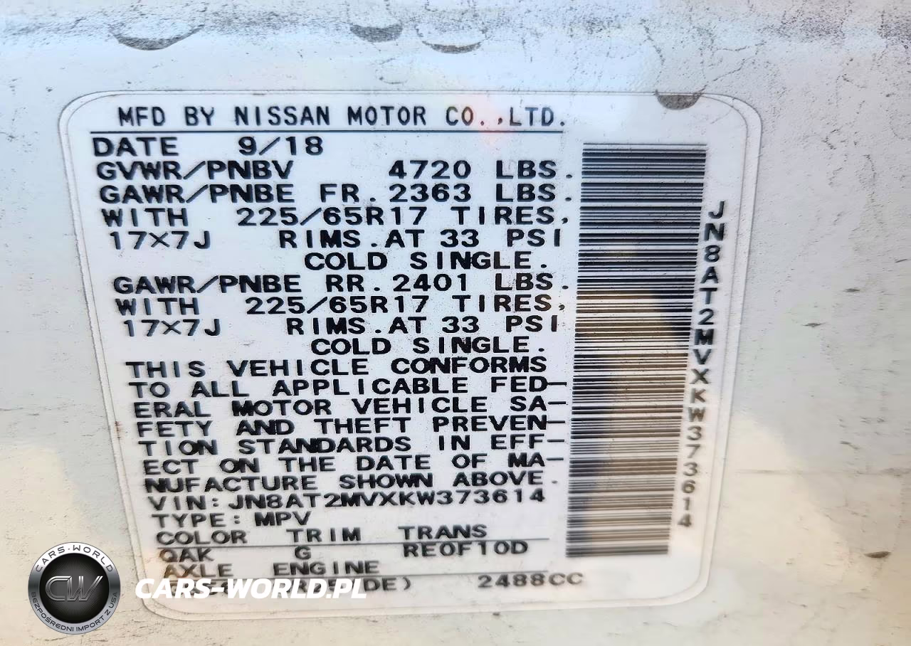 2019 Nissan Rogue Sv VIN:JN8AT2MVXKW373614 - 14