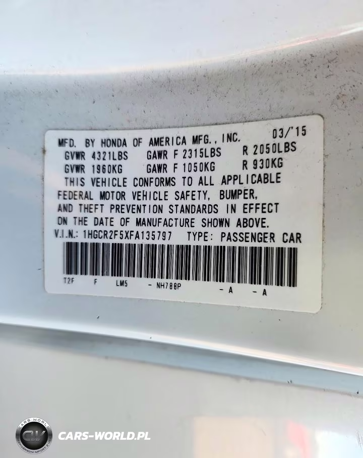 2015 Honda Accord Sport VIN:1HGCR2F5XFA135797 - 13