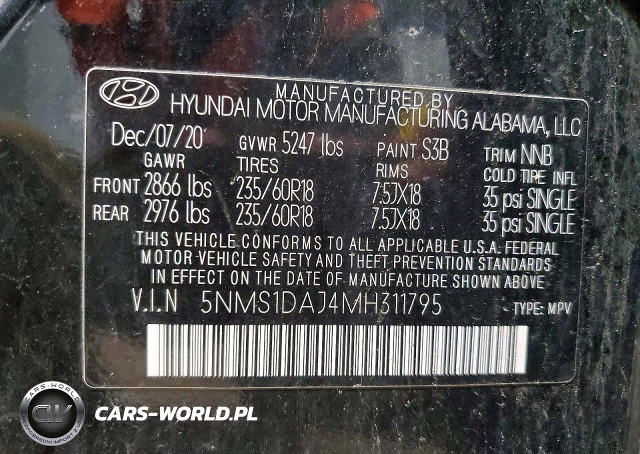 2021 Hyundai Santa Fe Base VIN:5NMS1DAJ4MH311795 - 13