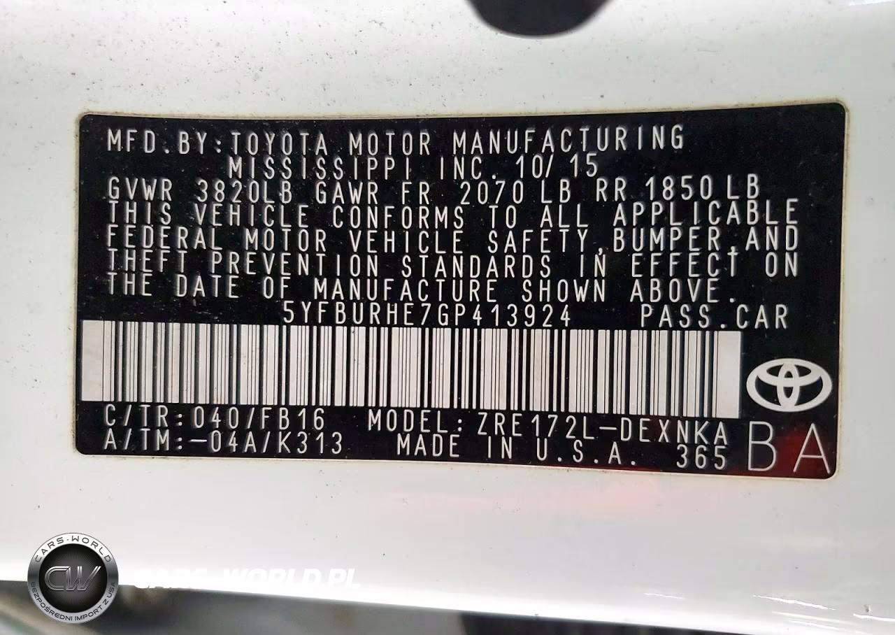 2016 Toyota Corolaa VIN:5YFBURHE7GP413924 - 12