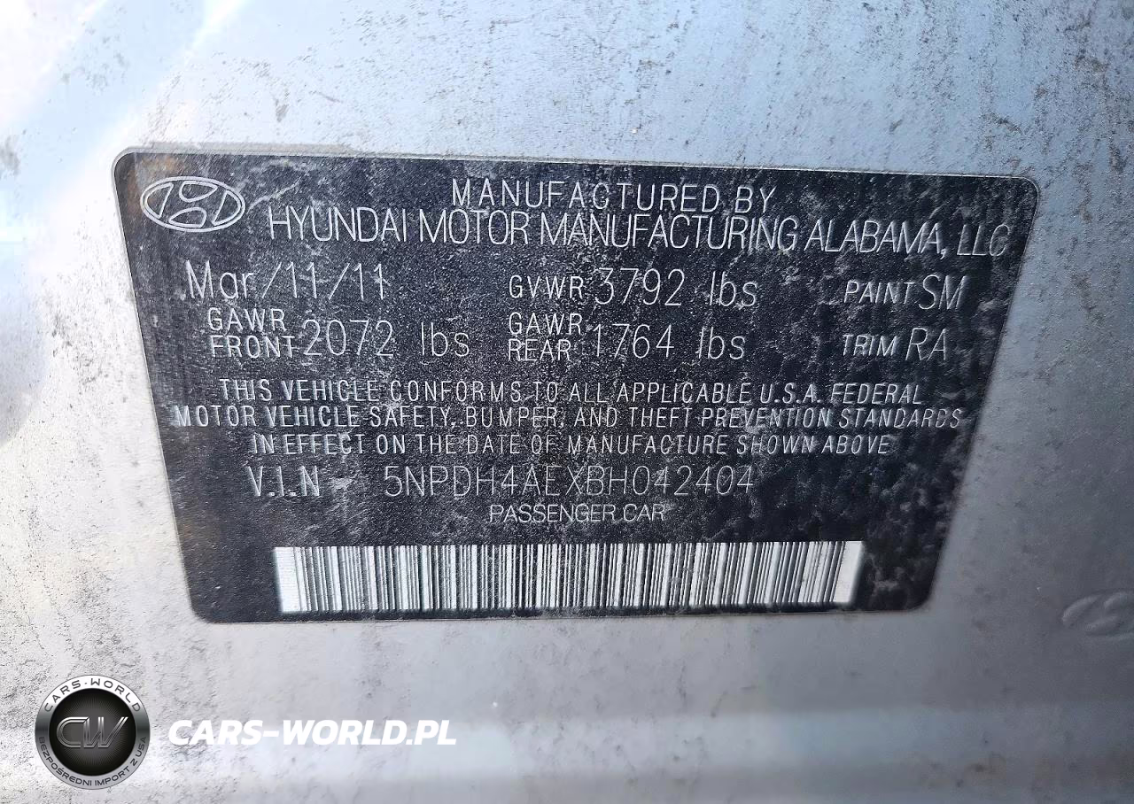 2011 Hyundai Elantra Gls VIN:5NPDH4AEXBH042404 - 12