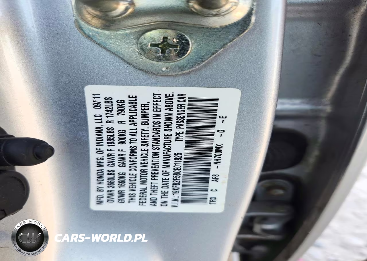 2012 Honda Civic Lx VIN:19XFB2F58CE011925 - 13