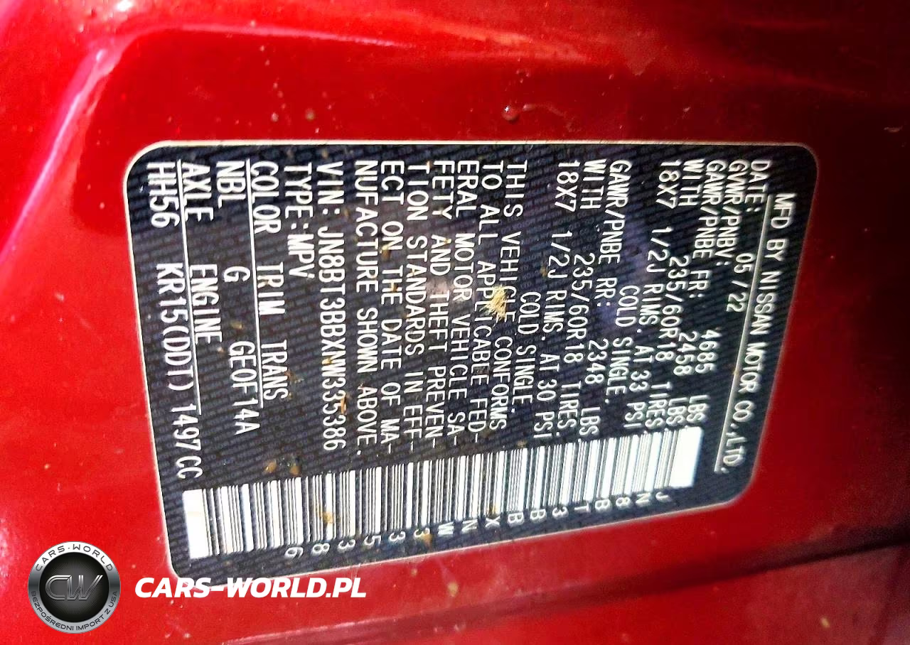 2022 Nissan Rogue Sv VIN:JN8BT3BBXNW335386 - 14
