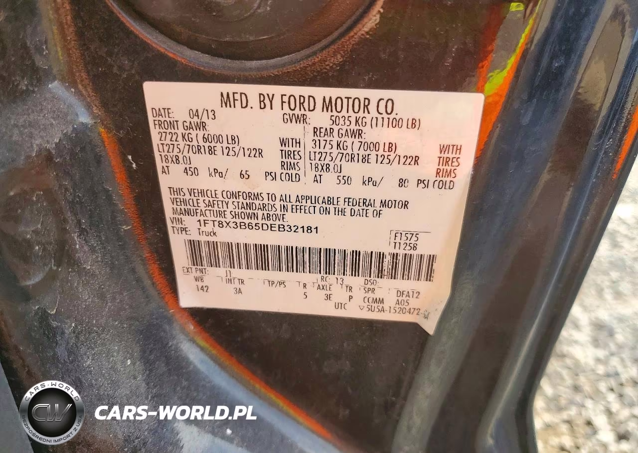 2013 Ford F350 Super Duty VIN:1FT8X3B65DEB32181 - 12