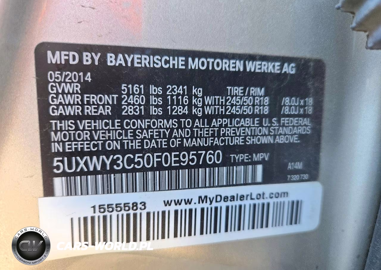 2015 BMW X3 xDrive28D VIN:5UXWY3C50F0E95760 - 13